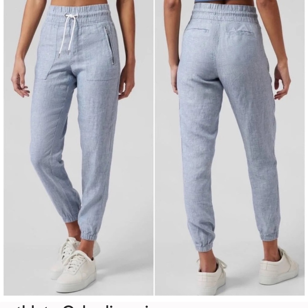 ATHLETA blue linen joggers 0
